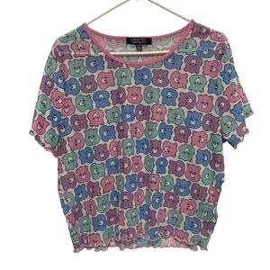 Dolls Kill X Care Bears Friends Furever Mesh Tee Top Pastel Print Y2K RARE 2X